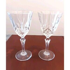 Set Of 2 Cristal de Flandre Salzburg Water Goblets 7.5" 24% Lead Crystal France